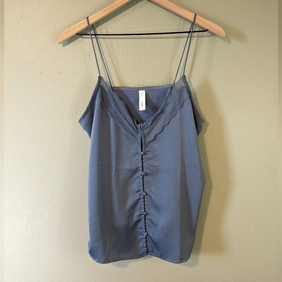 MNG Satin Button Front Lace Cami Top Size M - Picture 1 of 6